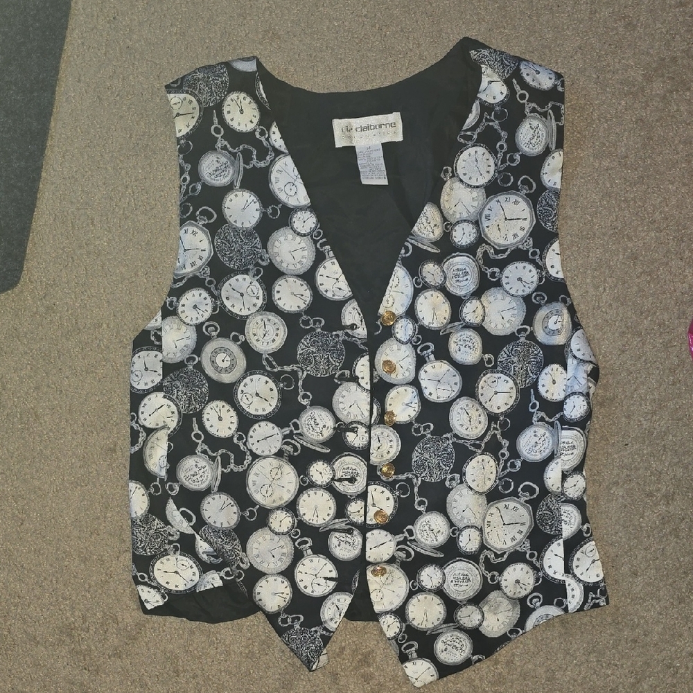 Cinch Black and White Pocket Watch Pattern Vest